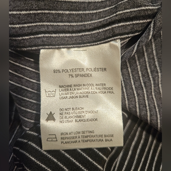 C-LAB NYC Slim Fit Striped 4Way Stretch Dress Shirt Black Large 16-1/2 34/35 NWT - Picture 6 of 7